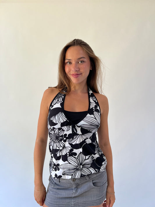 back to school drop | medium black and white patterned top