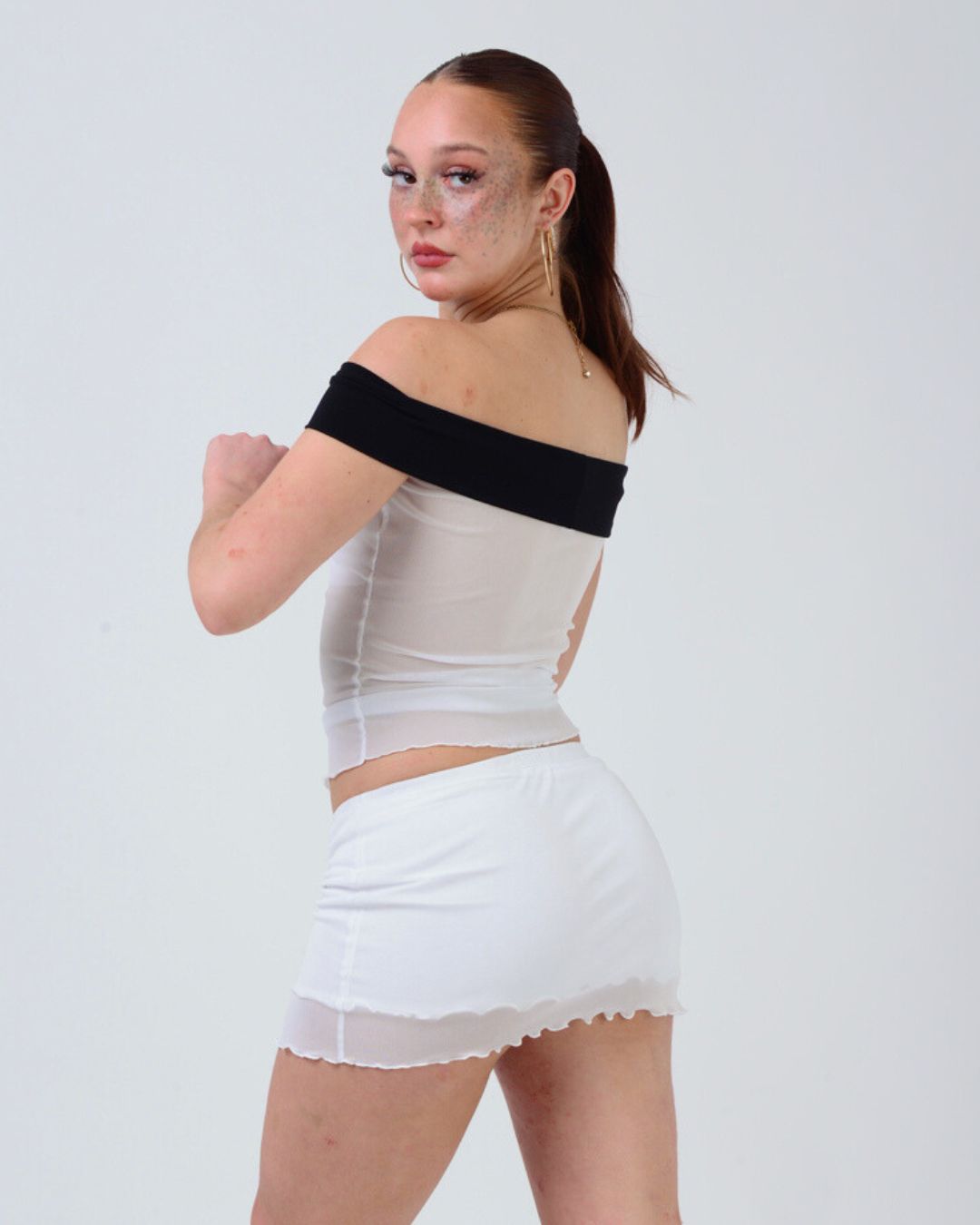 the sleeveless mila in white - black