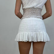 #414 vente d’échantillons | taille: S · couleur: blanc · article: jupe-short · détails: poppy