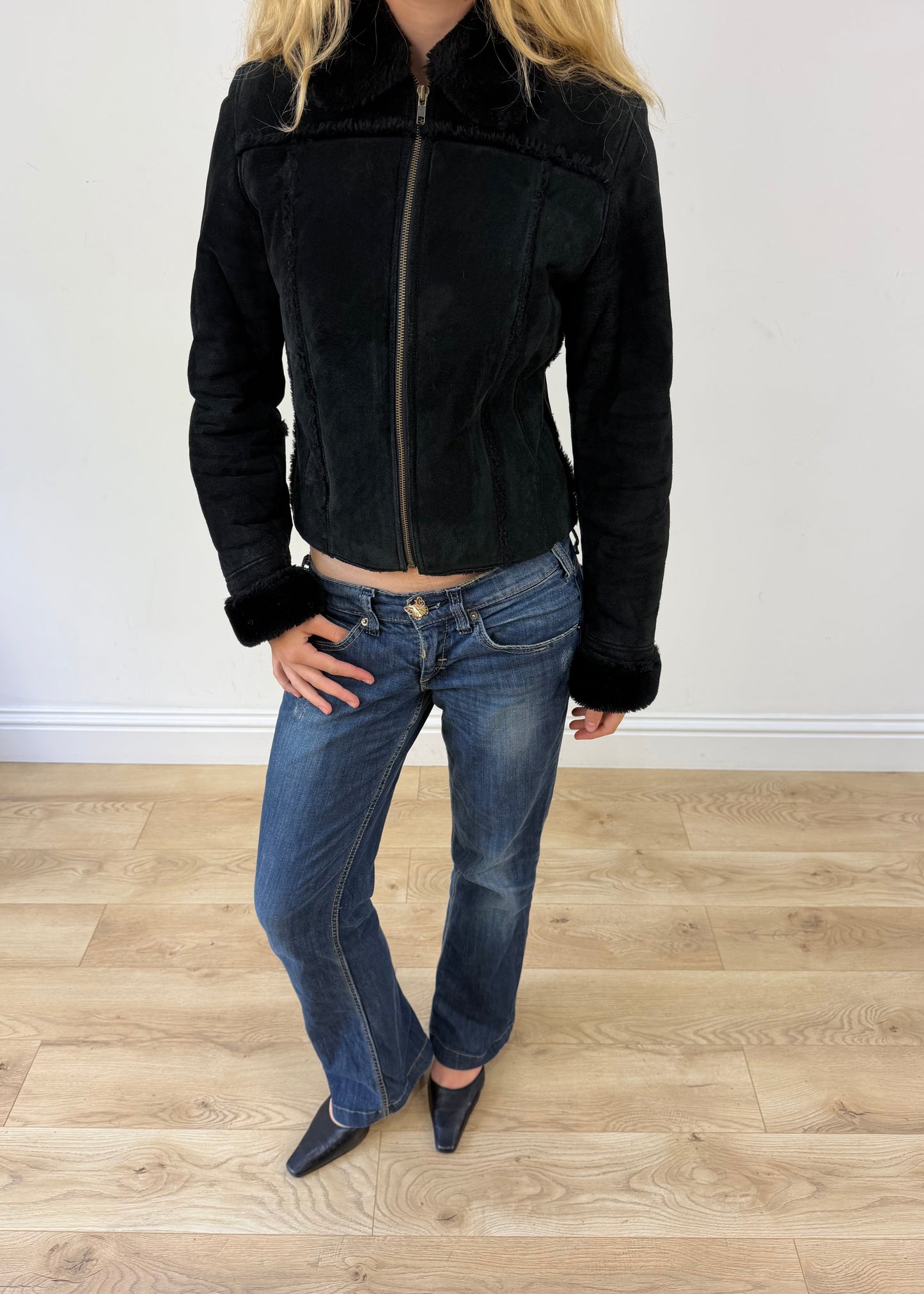 small black suede coat