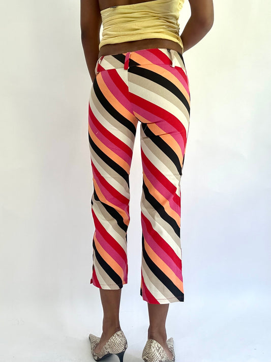 ‼️colourmaxxing drop | extra small pink striped cropped trousers