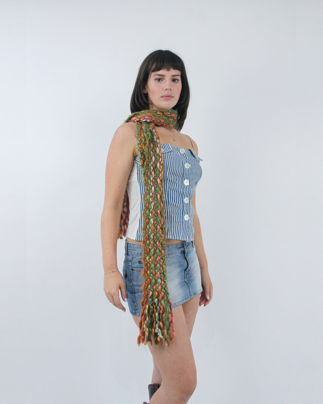 gilmore girls | multicoloured textured knitted scarf