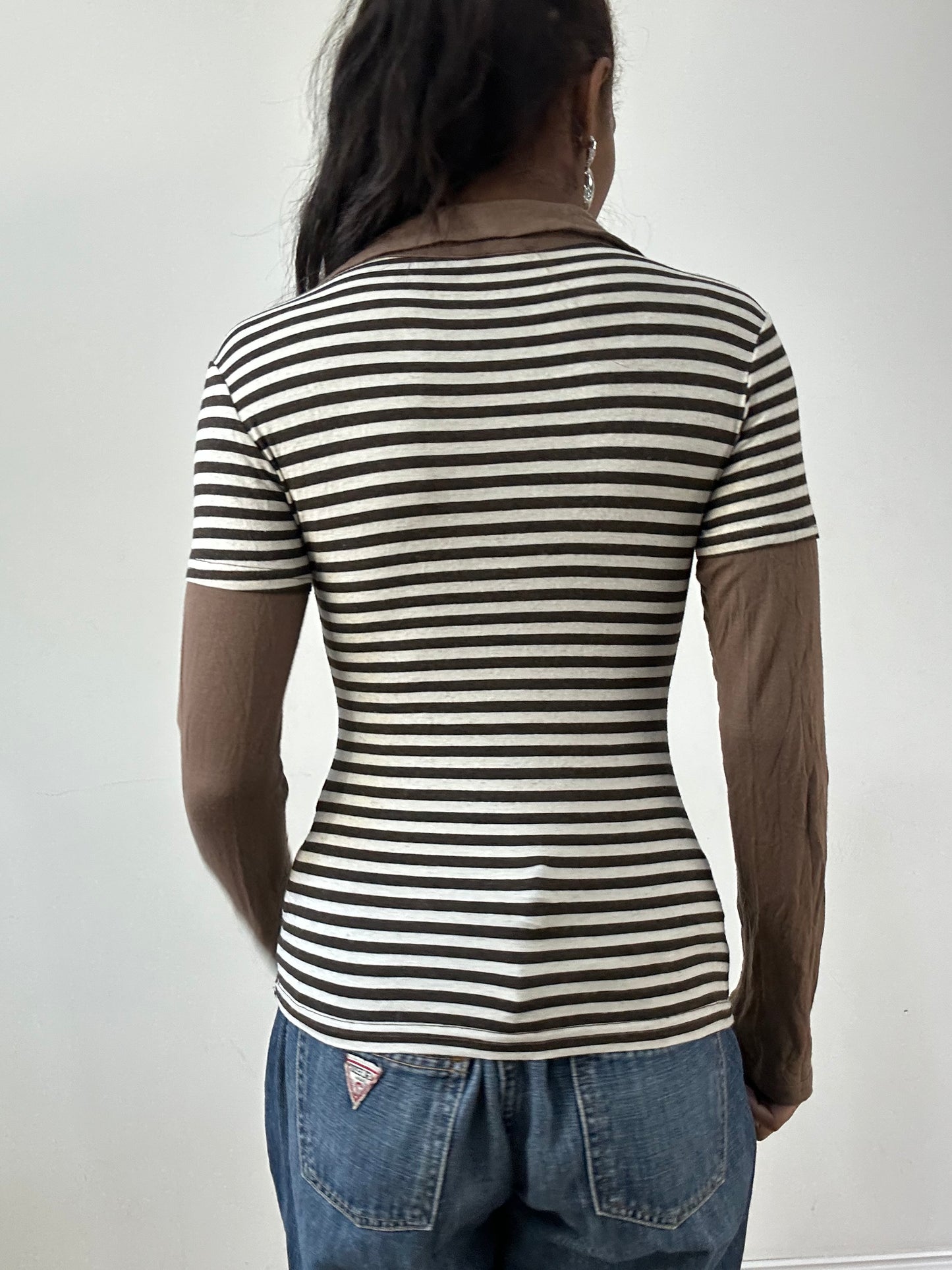 BEST PICKS | extra small brown and white striped long sleeve top