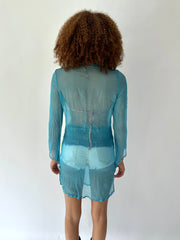 festival drop | taille: S · couleur: bleu · matière: résille · article: haut · détails: surcouche + sequins