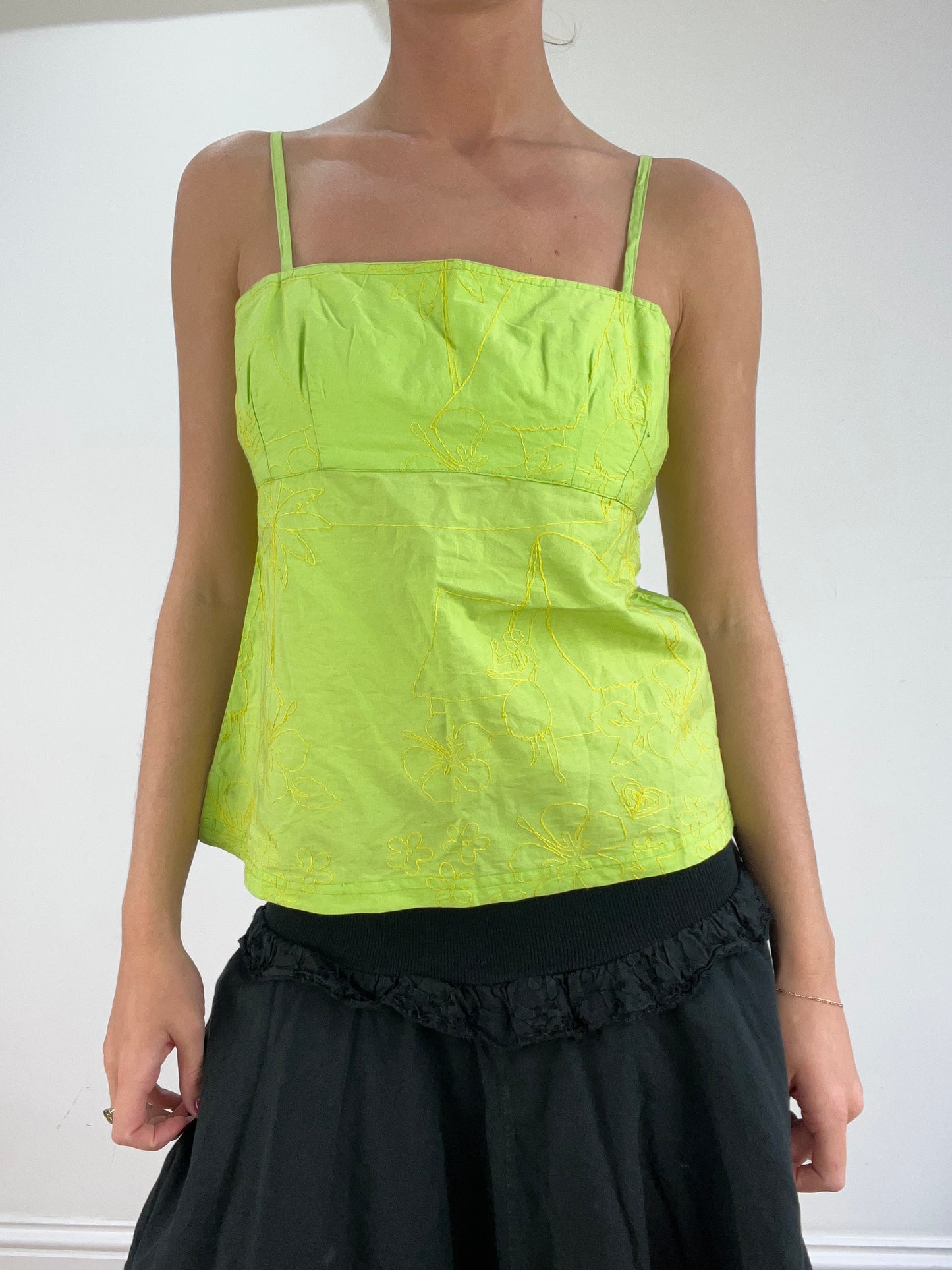 st patrick’s day | medium green and yellow linen cami