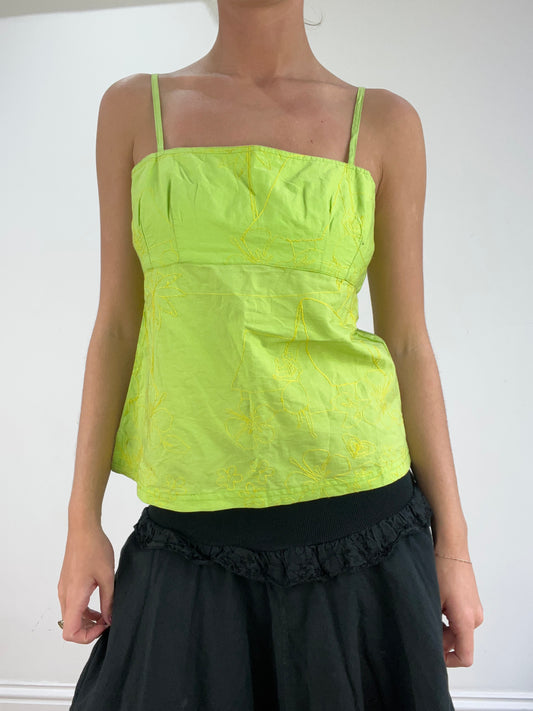 st patrick’s day | medium green and yellow linen cami