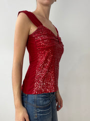 vintage edit thirty | Pequeno vestido de sequin vermelho com detalhes de bust