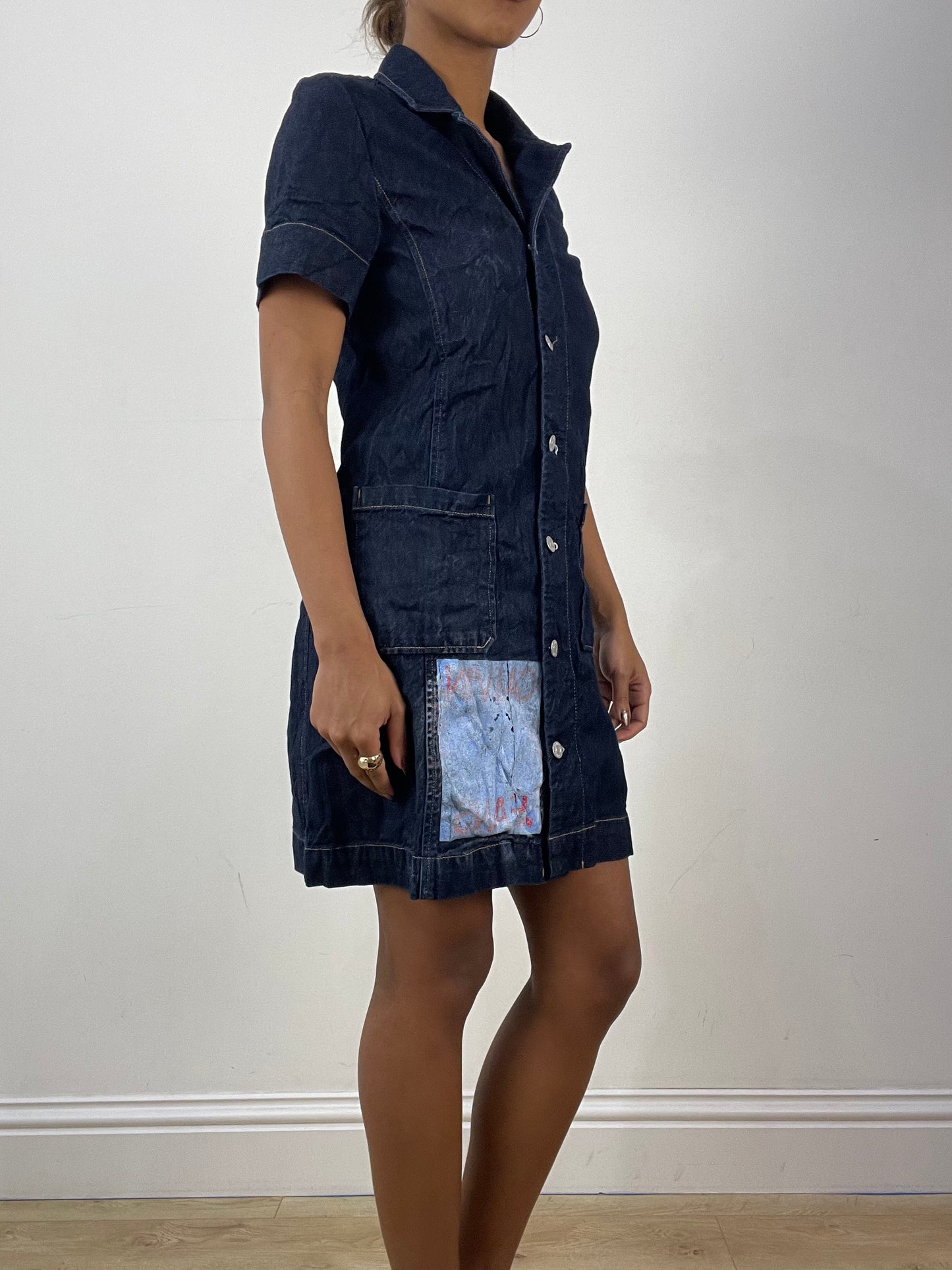vintage edit thirty-six | small blue calvin klein denim button up dress