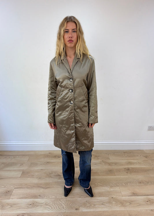 medium gold silky trench coat