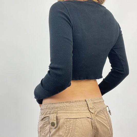BEST PICKS | small black cropped long sleeve top with lace trim