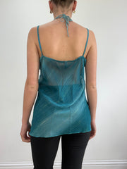 💻💚vintage edit twenty-two | medium blue cami top with halterneck detail