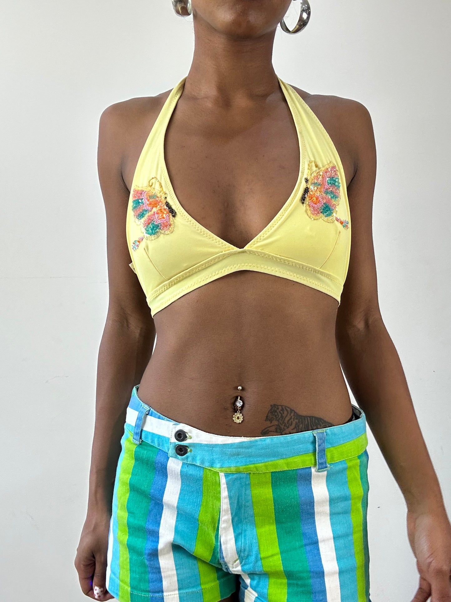 vintage edit twenty-seven | medium yellow butterfly bikini set with beading and sequins