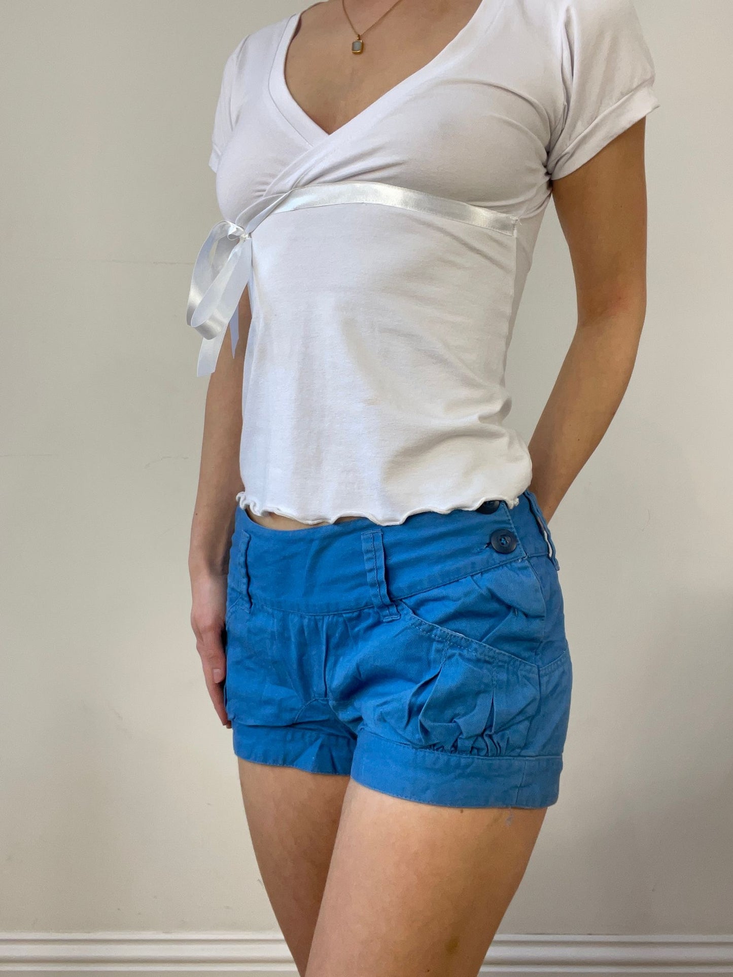 vintage edit thirteen | extra small blue bubble style shorts