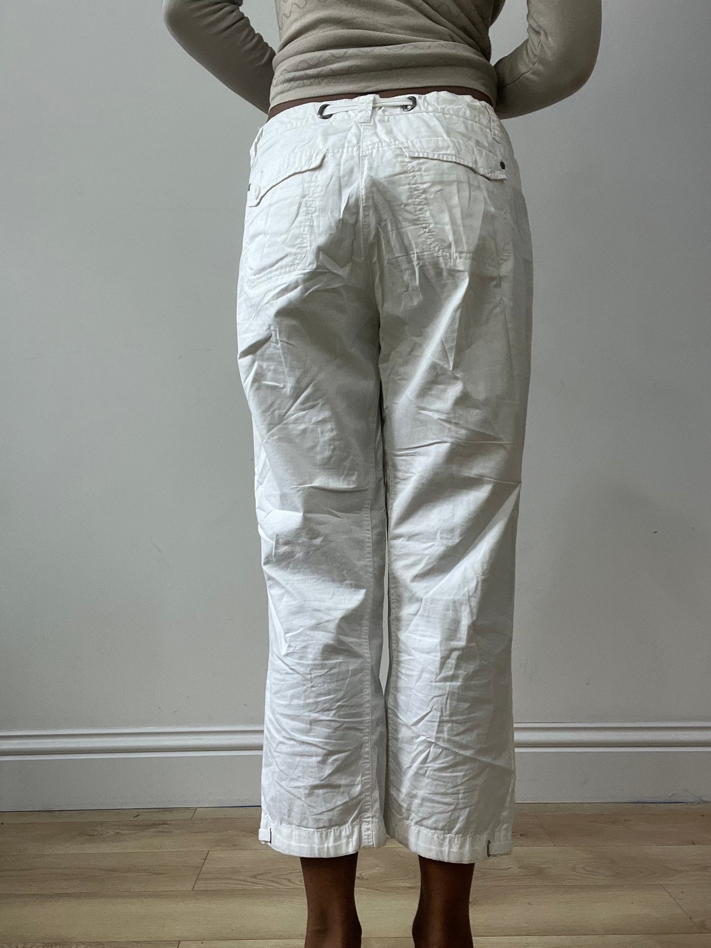 vintage edit thirty-two | medium white esprit cropped cargo trousers