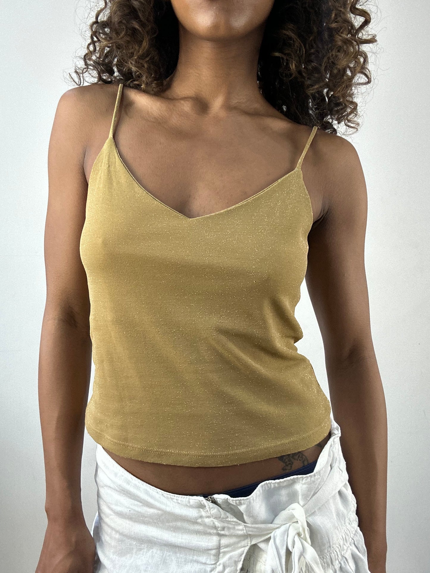 vintage edit thirty-four | small gold glitter cami top and bolero set