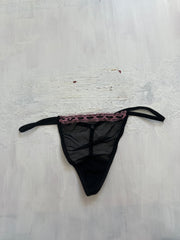 BRAT GIRL SUMMER DROP | small black and pink mesh thong