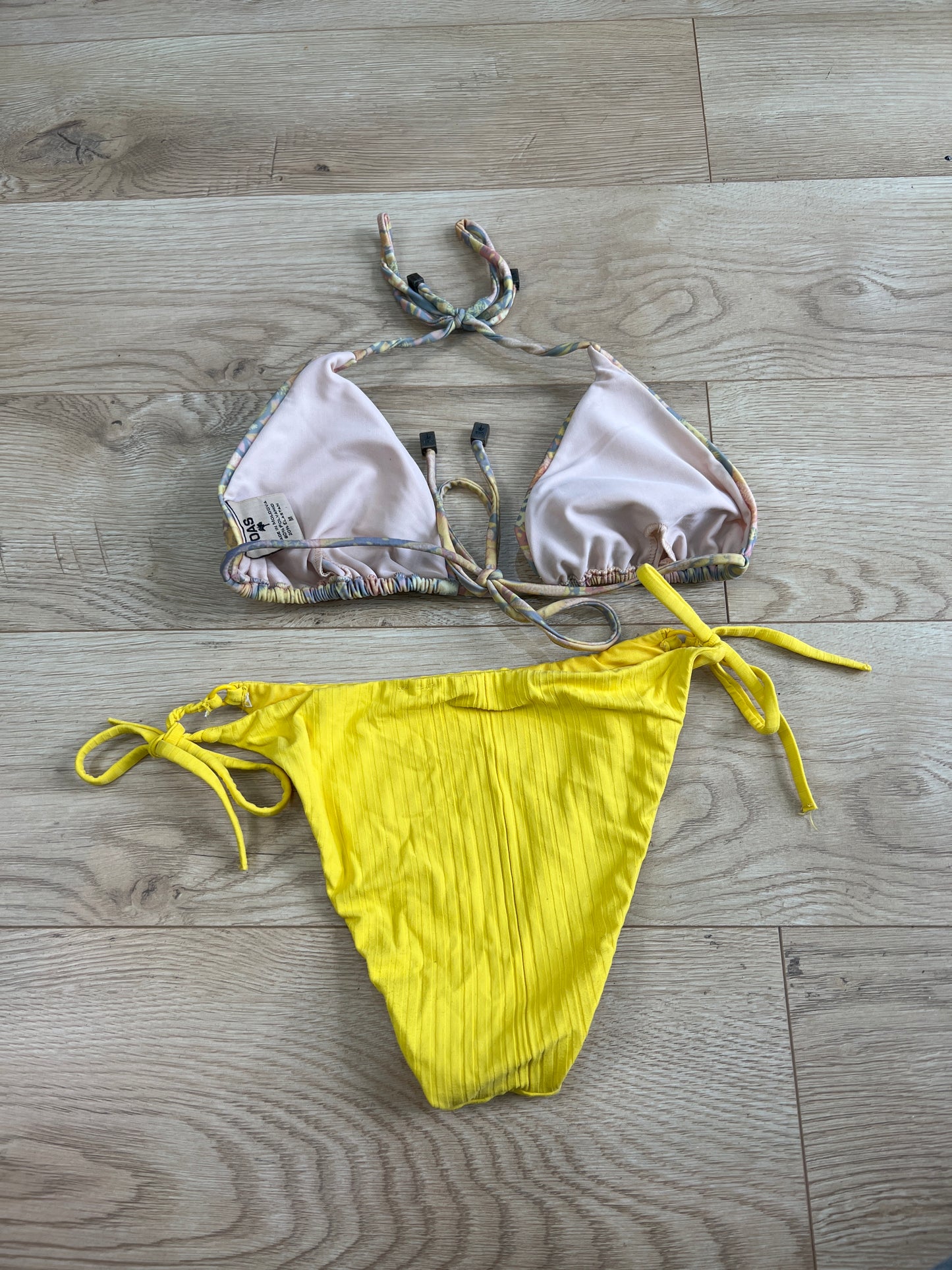 vintage edit seventeen | medium yellow and pink floral bikini set