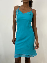 BEST PICKS | small blue midi dress with mesh overlay