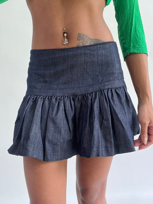 BEST PICKS | small blue denim ruffle hem mini skirt