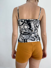 💻‼️ black and white cami with comic print