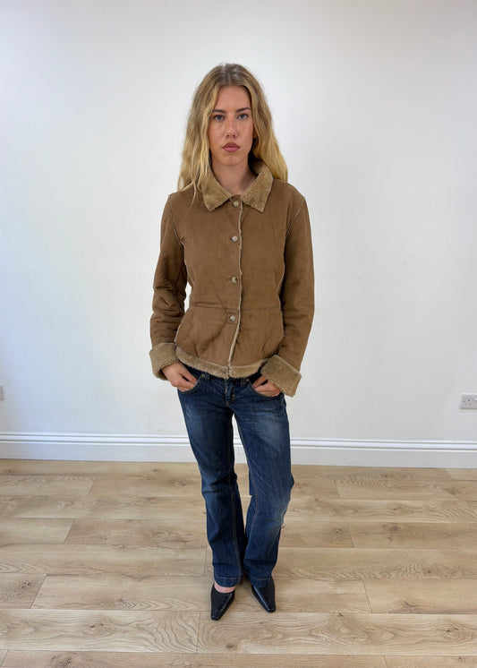 medium beige suede coat