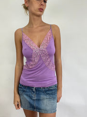 💻 COACHELLA DROP | small purple cami with lace detail and diamantés