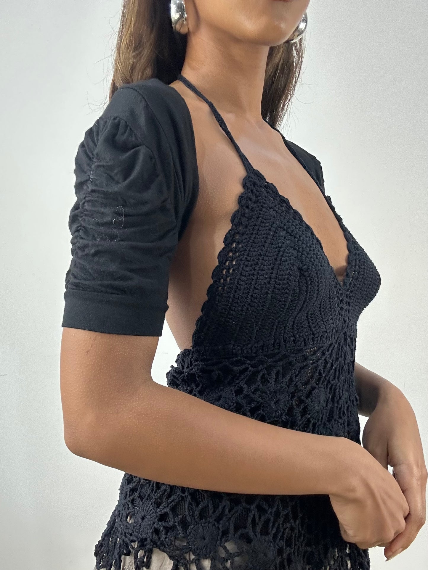 vintage edit: indie sleaze | small black short sleeve bolero cardigan