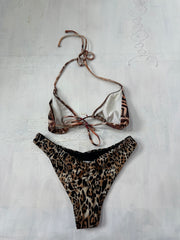 midsummer edit | Pequeno tigre impressão bikini vestido de cabeça das mulheres e leopardo impressão botões