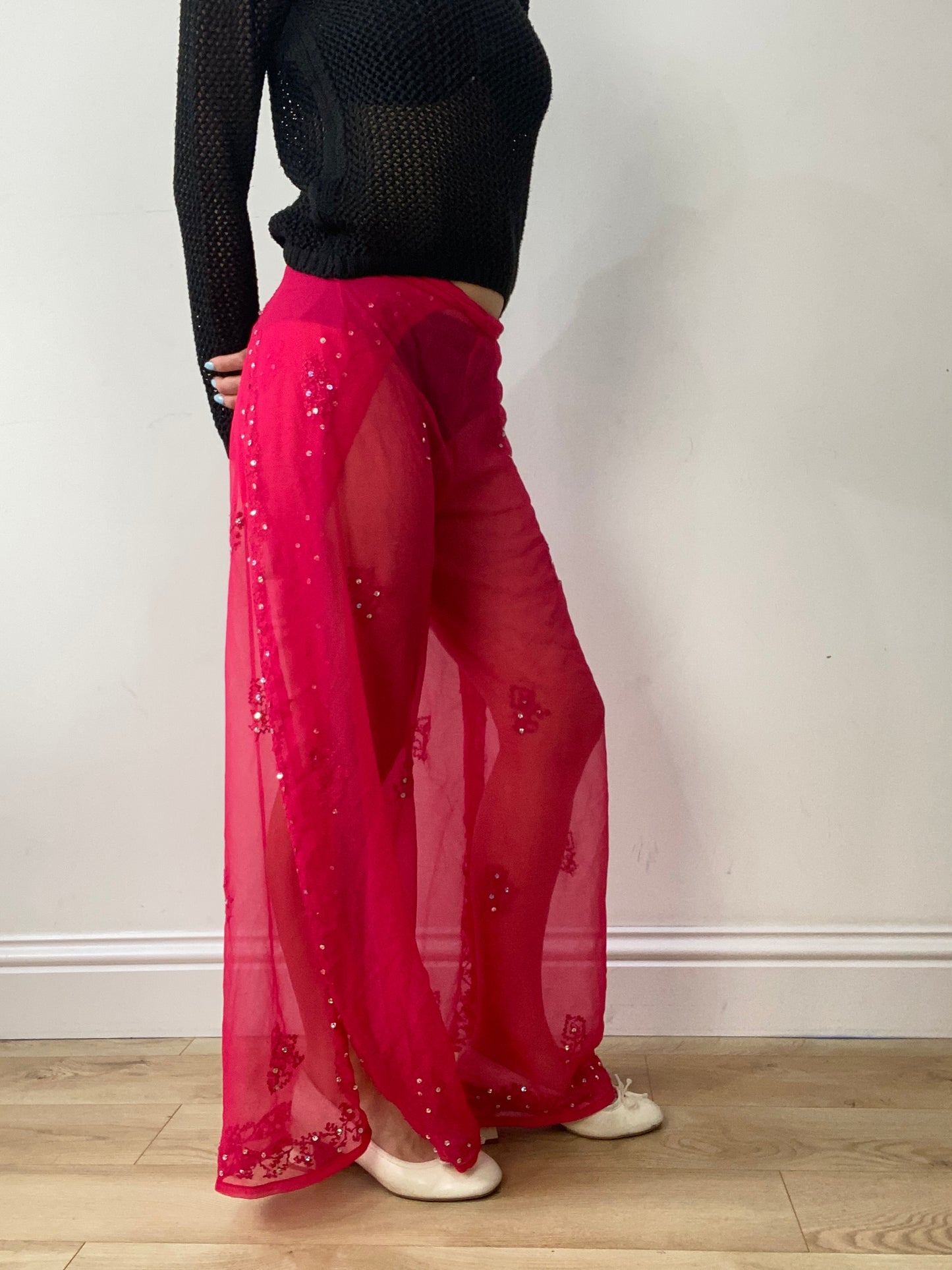 vintage edit thirty | small pink sheer wrap beach trousers
