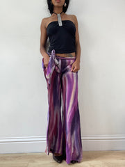 vintage edit: festival | medium purple and white flowy trousers with tie up waist