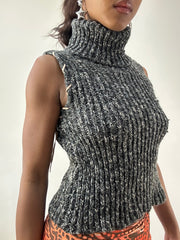BEST PICKS | talla: XS · color: gris · material: punto · prenda: top de cuello alto · detalles: grueso