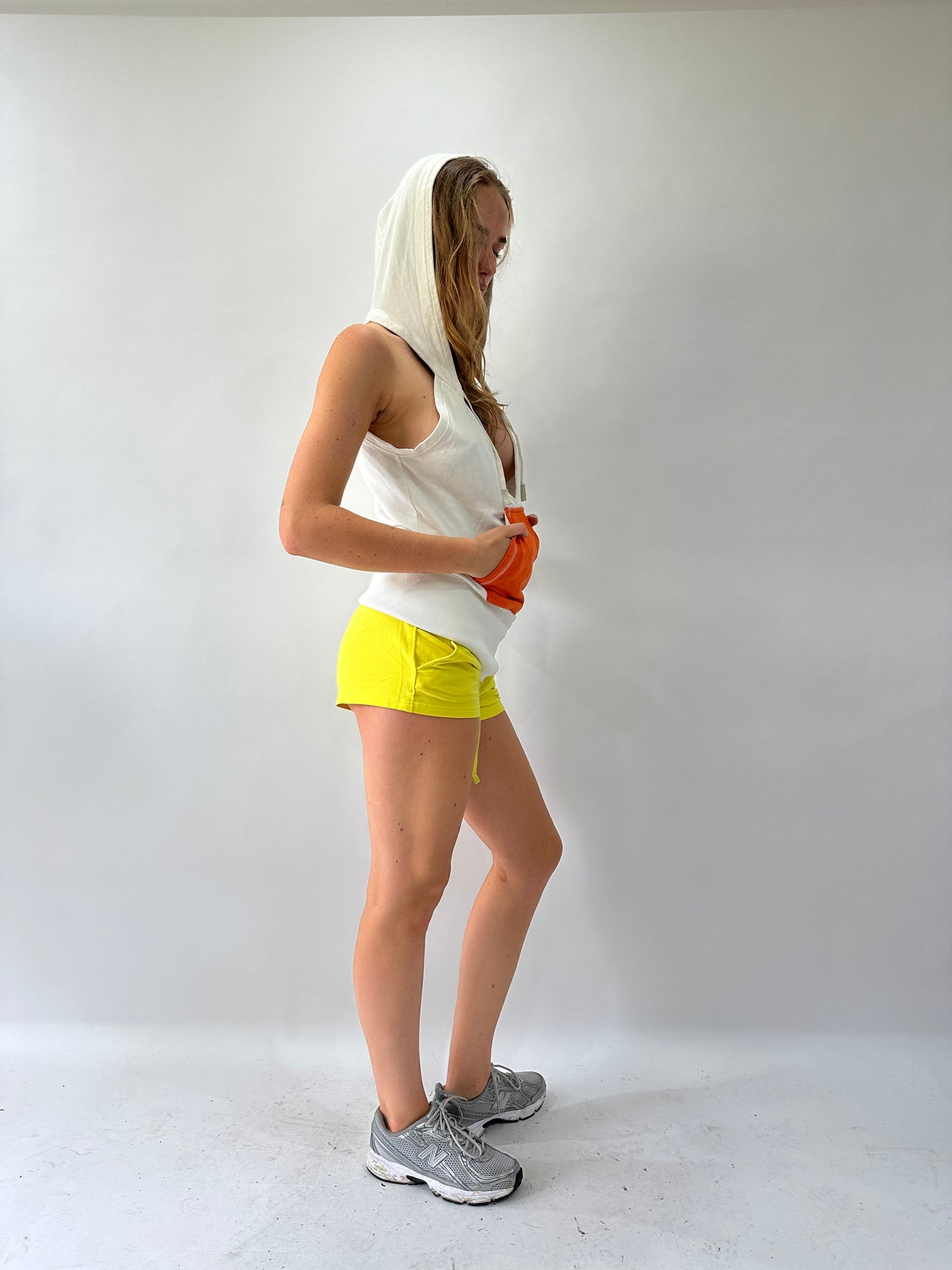 athleisure edit | small white deep v neck hoodie