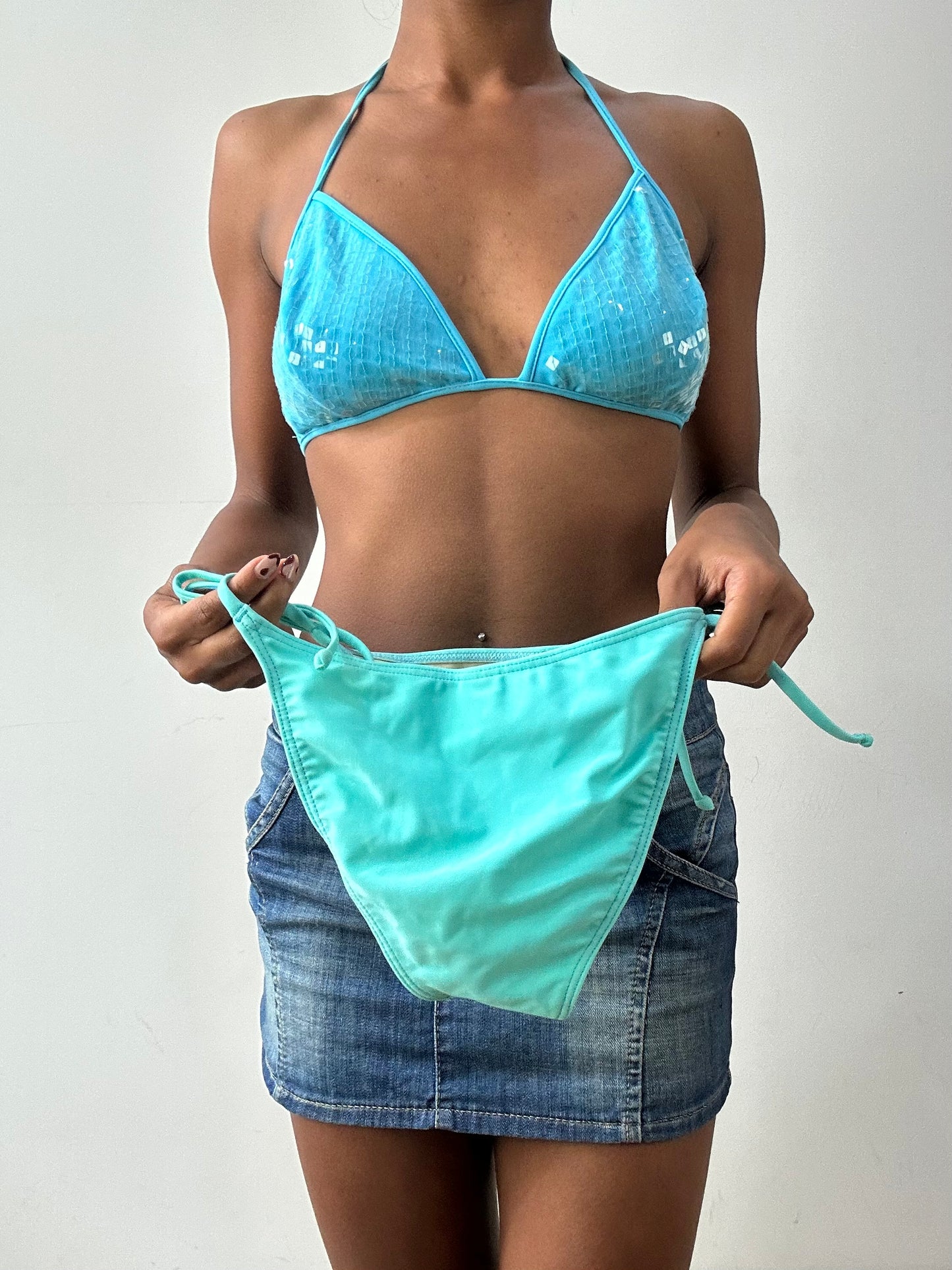 midsummer edit | medium blue sequin diamante bikini set