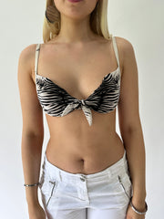 sailor drop | pequeño top de bikini de rayas negras y crema