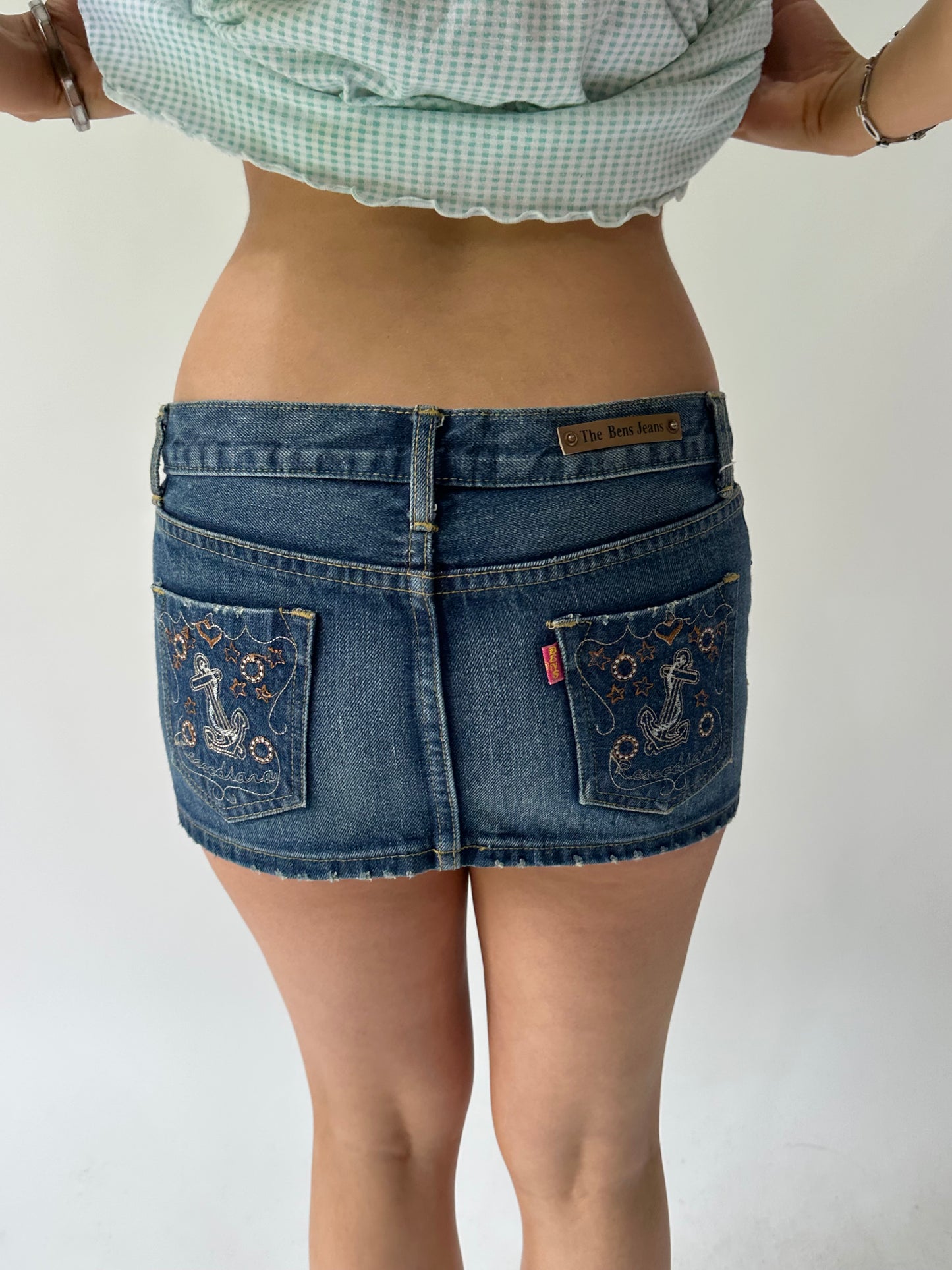 sailor drop | small blue denim mini skirt