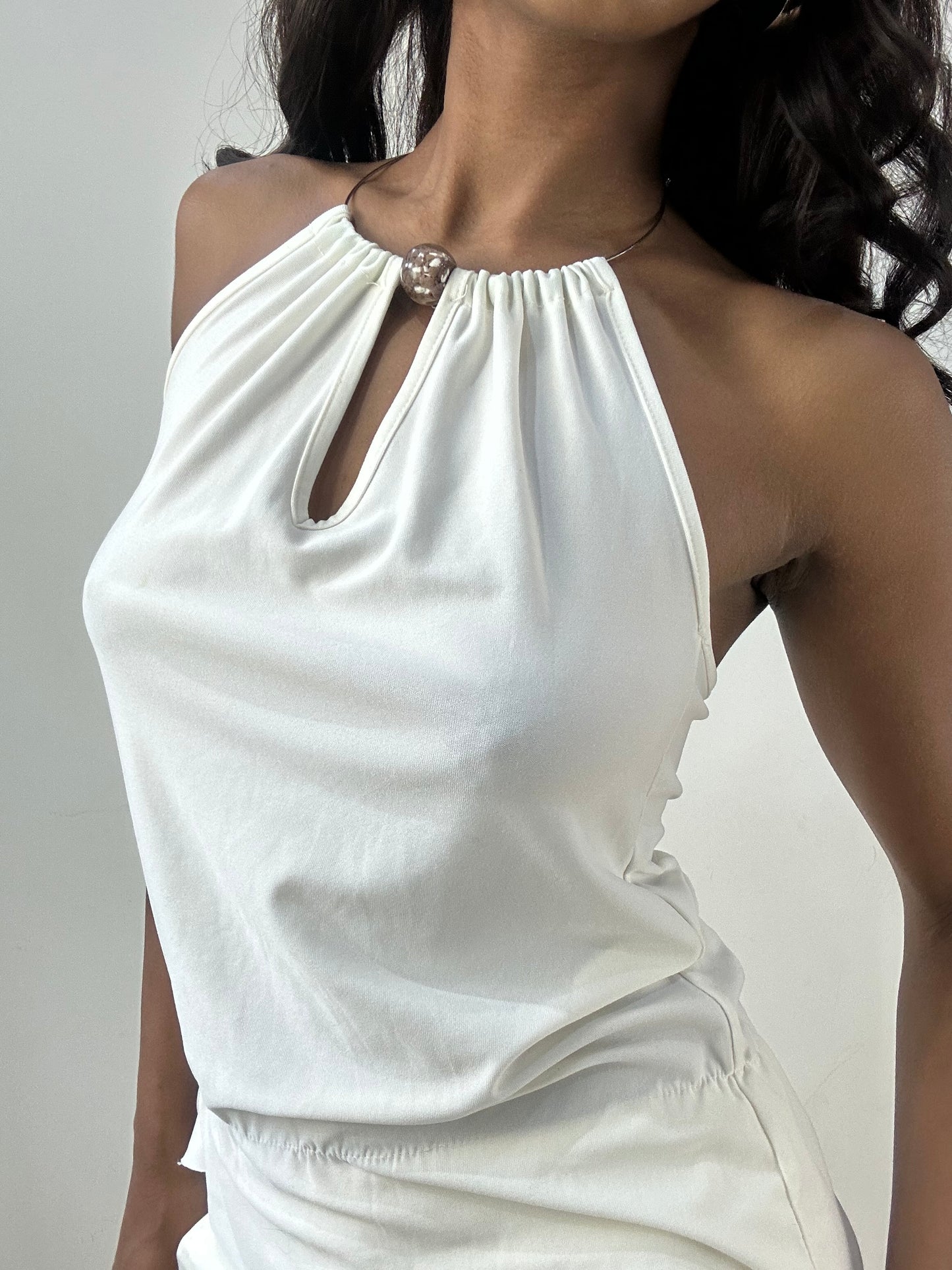 BEST PICKS | small white halterneck top with metal hoop detail