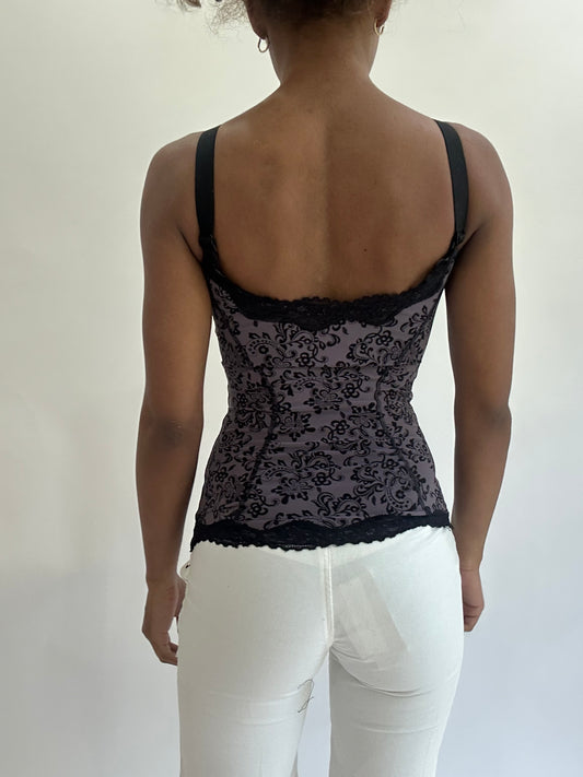 olivia rodrigo drop | extra small purple patterned vest top