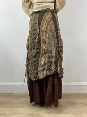 vintage edit thirty-four | medium brown layered maxi skirt