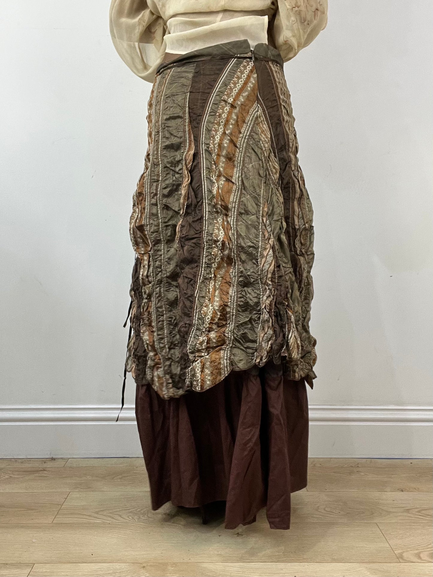 vintage edit thirty-four | medium brown layered maxi skirt