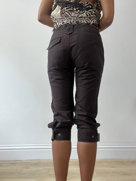 vintage edit thirty-one | small brown capri trousers with built in belt