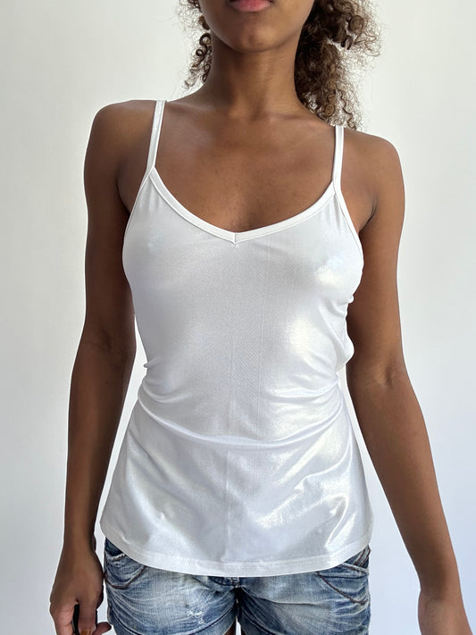 BEST PICKS | small backless white iridescent cami top