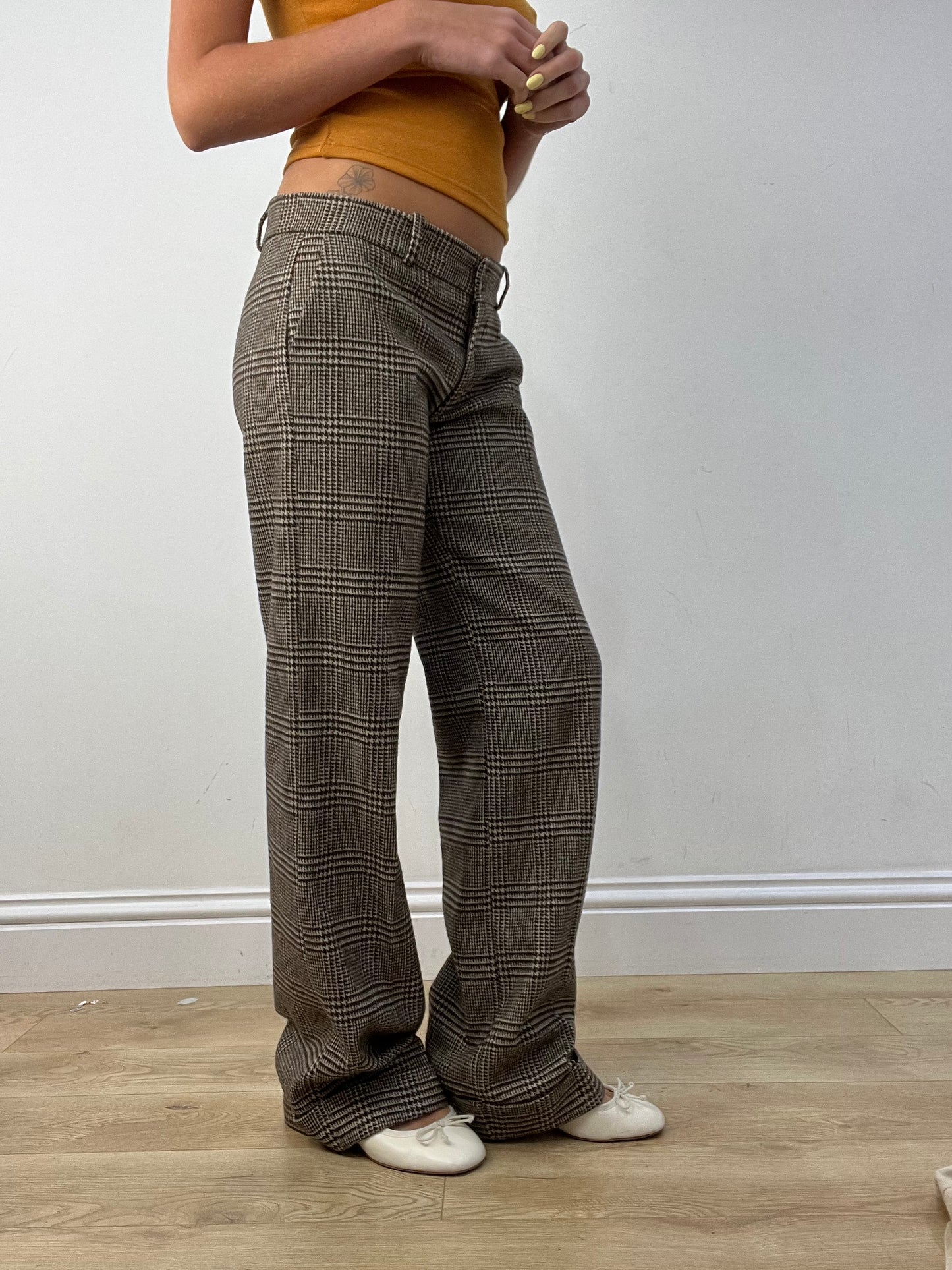 vintage edit twelve | medium brown checkered suit style trousers