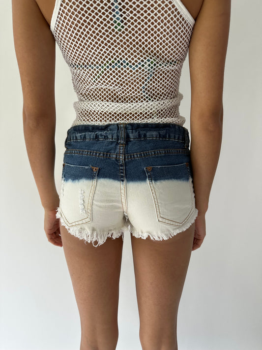 festival drop | small blue and white billabong denim mini shorts