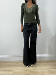 BEST PICKS | small green long sleeve embroidered top