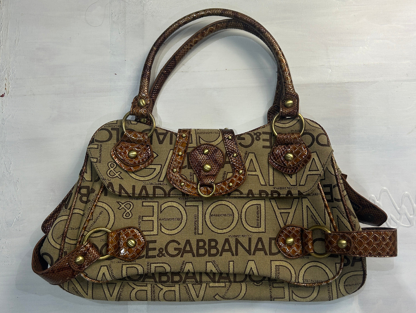 gossip girl drop | one size brown dolce & gabbana logo handbag