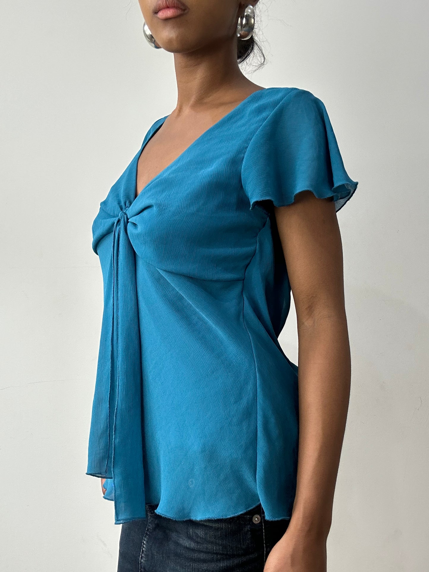 midsummer edit | medium/large blue flowy short sleeve top