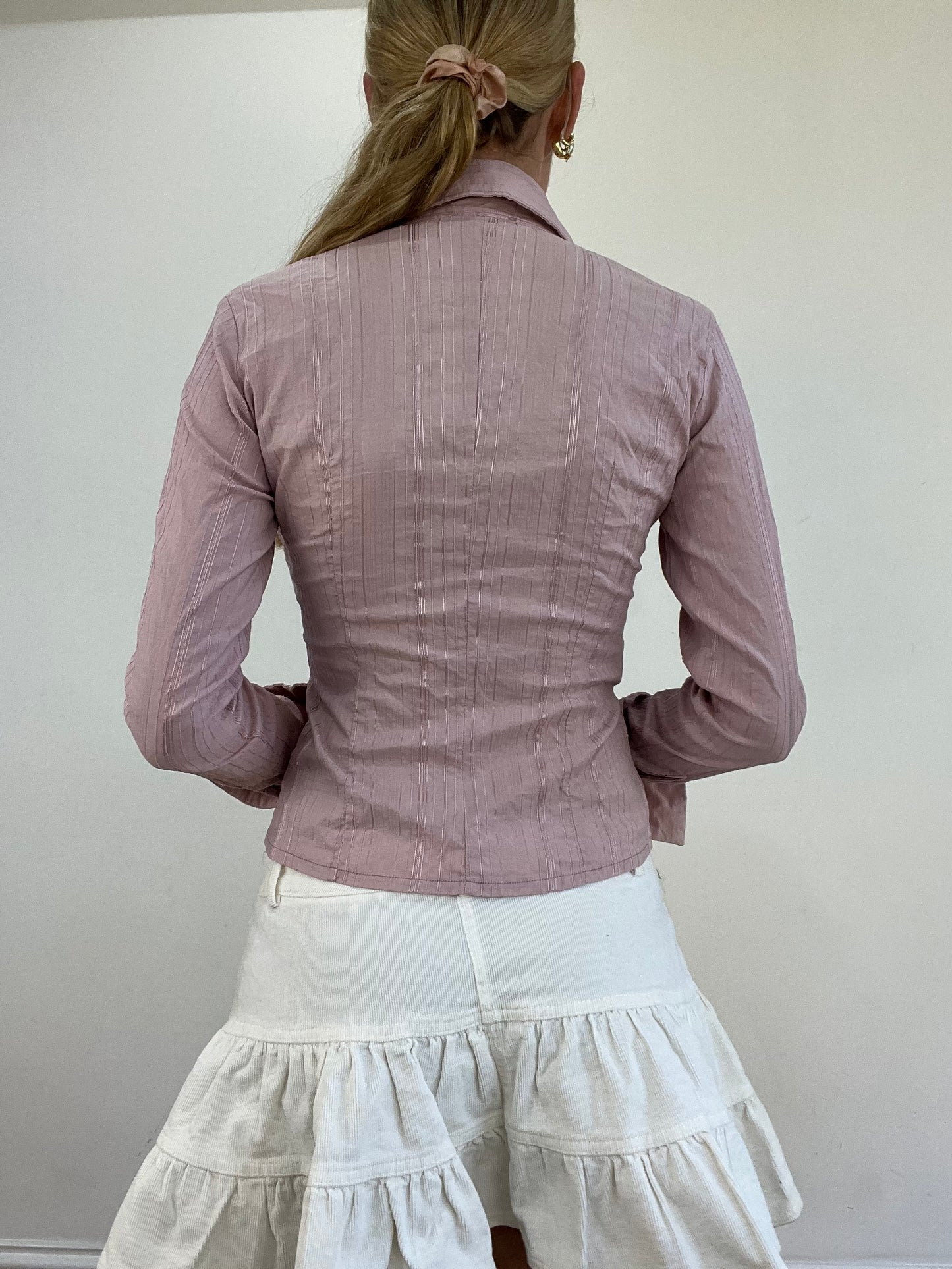 vintage edit thirteen | small pink orsay corset style shirt