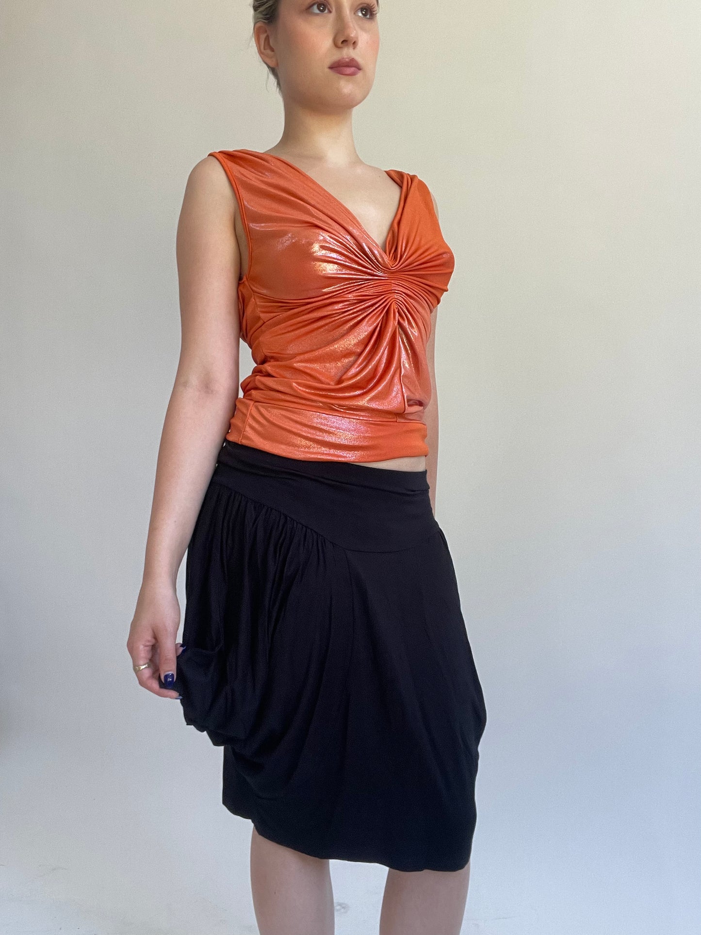 Y2K| small black midi skirt