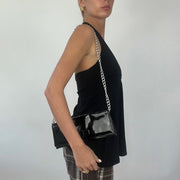 PROM SEASON DROP | black shoulder bag with silver strap