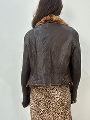 vintage edit: fashion week | small brown leather button up jacket